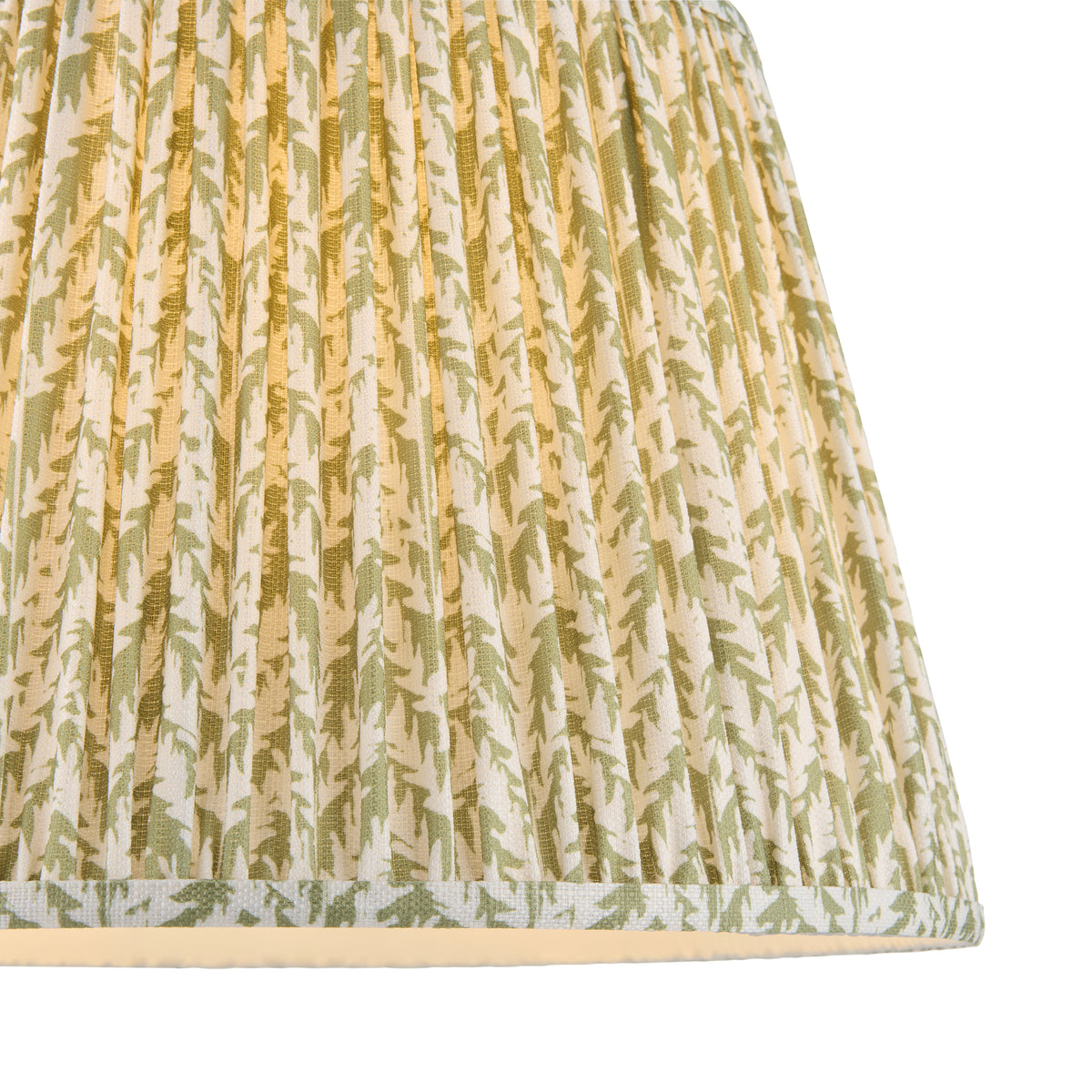 Endon Eltham & Leaf 40cm Pendant Brushed aged brass plate & herb garden green fabric