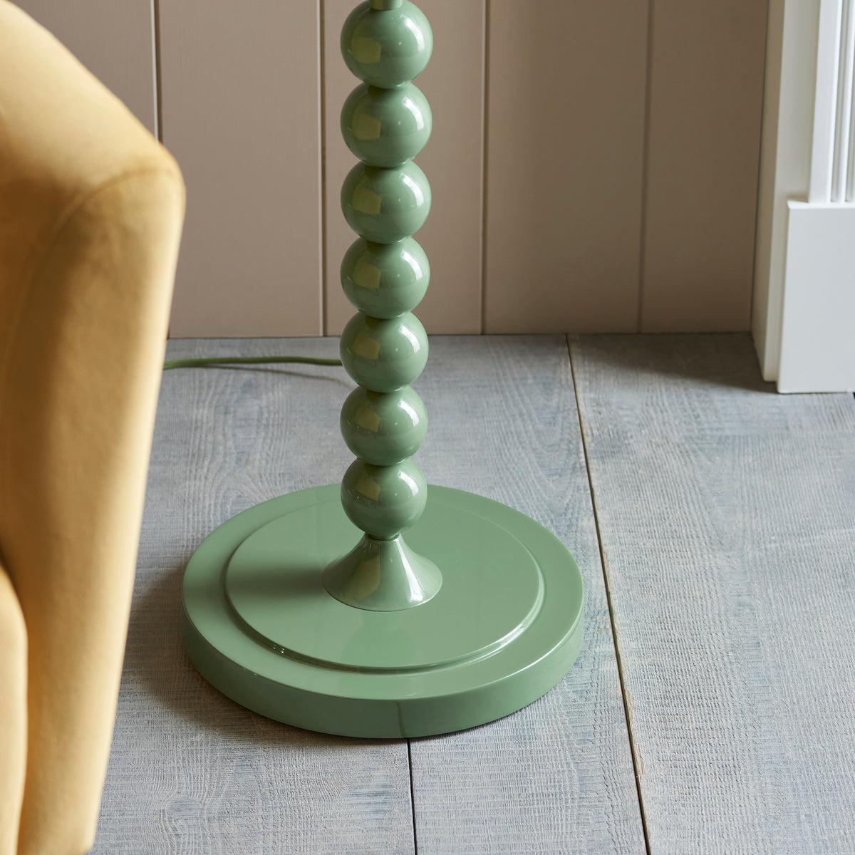 Endon Higgledy & Leaf 35cm Floor Gloss cotswold green paint & herb garden green fabric