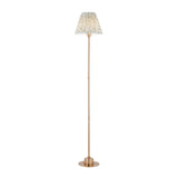 Endon Burley Rechargeable & Leaf 25cm Floor Brushed aged brass plate & herb garden green fabric