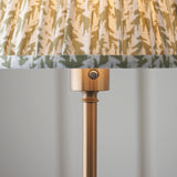 Endon Burley Rechargeable & Leaf 25cm Floor Brushed aged brass plate & herb garden green fabric