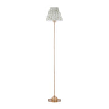 Endon Burley Rechargeable & Leaf 25cm Floor Brushed aged brass plate & herb garden green fabric