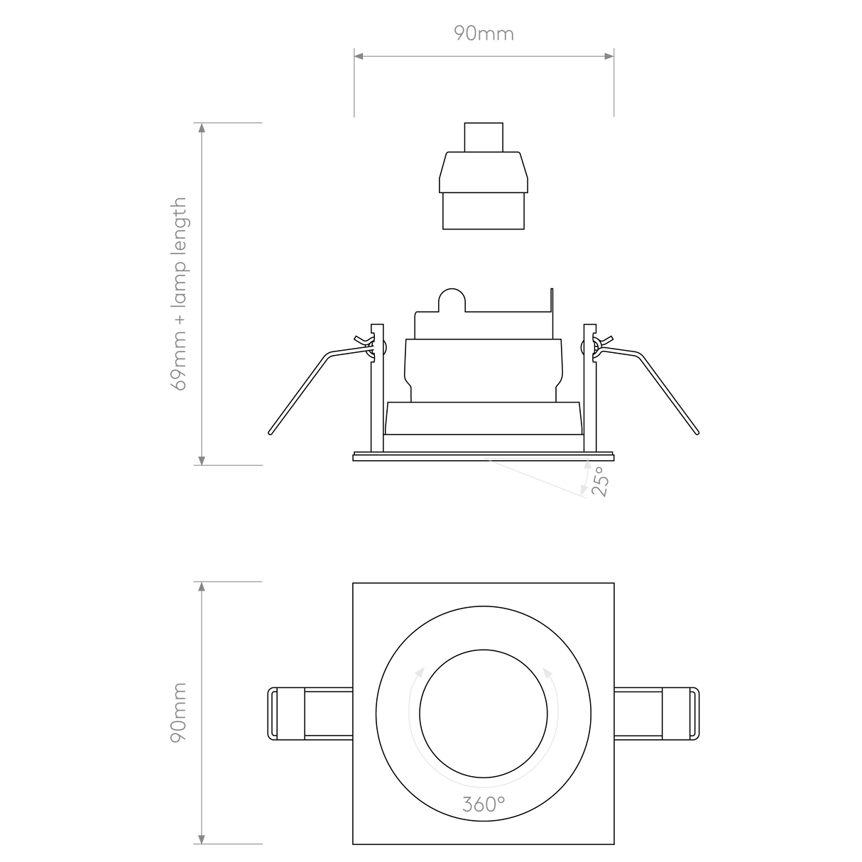 Astro Pinhole Slimline Square Adjustable Fire-Rated Matt White Interior Downlight