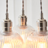 Amos Lucid Bright Nickel & Clear Ribbed Glass 3 Light Cluster