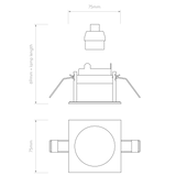 Astro Pinhole Slimline Square Fixed Fire-Rated IP65 Matt White Bathroom Downlight