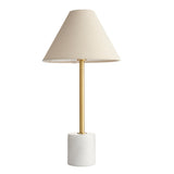 Amos Ronde Brushed Brass & Marble Table Lamp with Shade