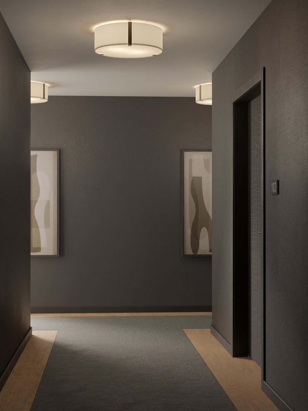 Astro Salina 400 Interior Ceiling Light White Fabric/Bronze