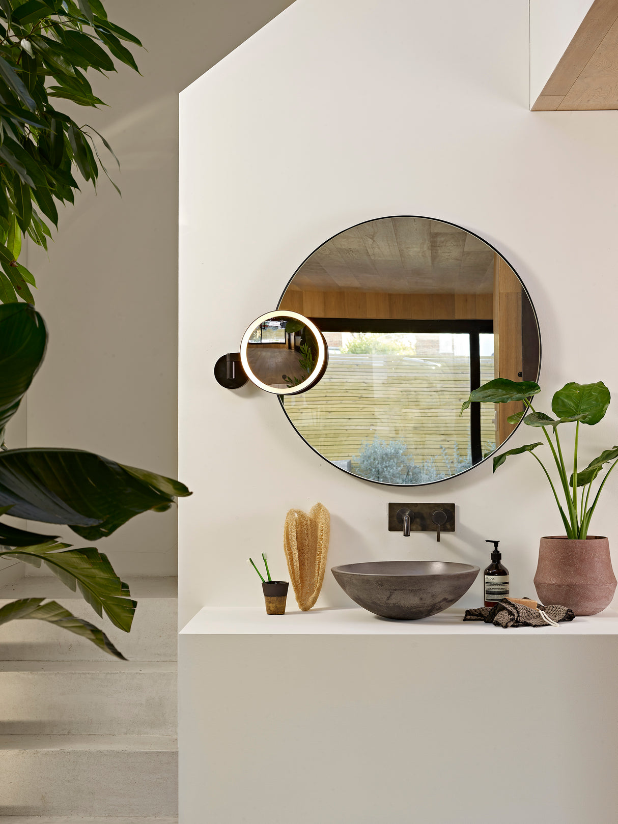 Astro Nagoya Matt Black Bathroom Magnifying Mirror