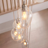 Amos Lucid Bright Nickel & Clear Glass 13 Light Cascade