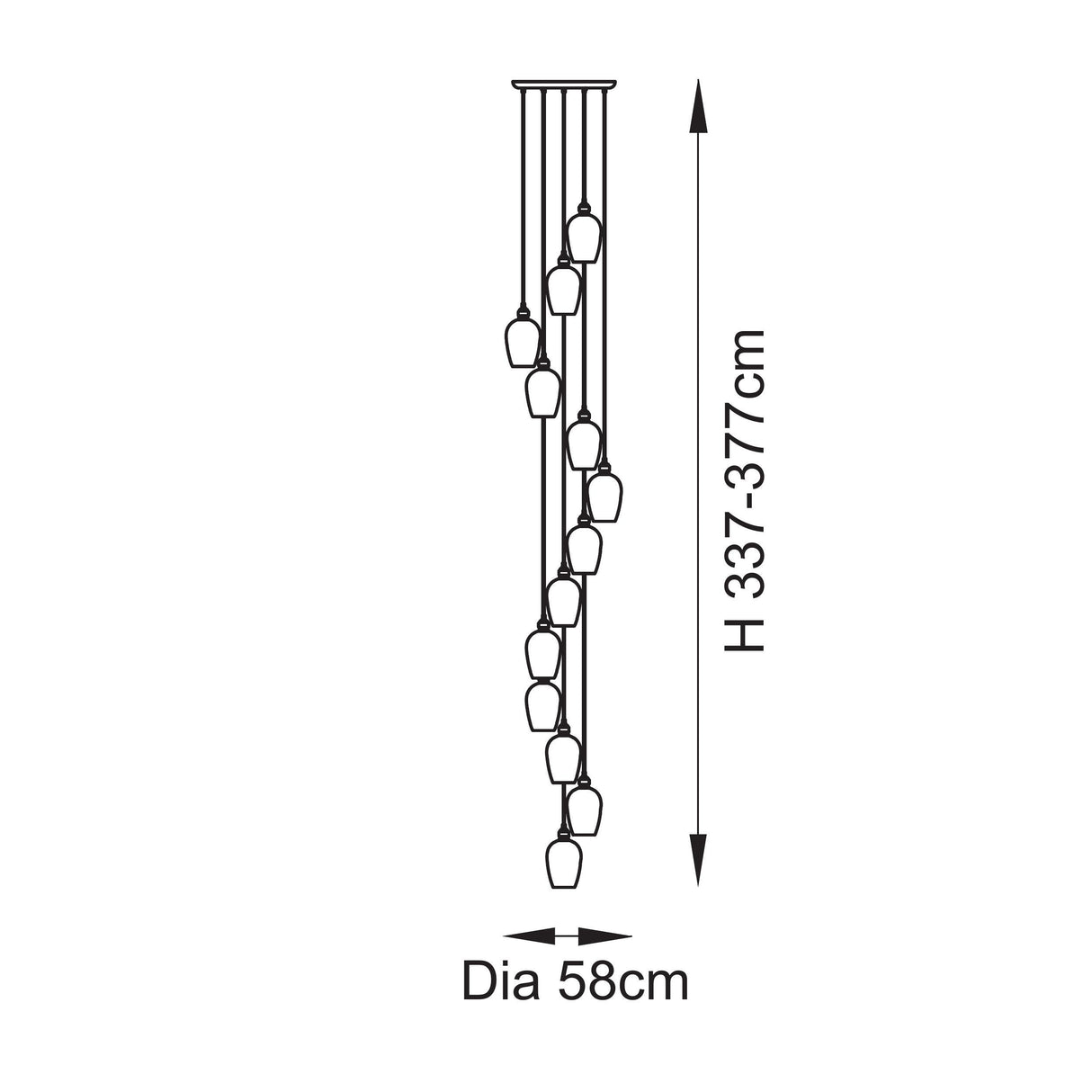 Amos Lucid Bright Nickel & Clear Glass 13 Light Cascade