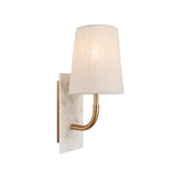 Amos Compton Marble Curved Wall Light with Tapered Linen Shade