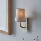 Amos Compton Marble Curved Wall Light with Tapered Linen Shade