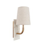 Amos Compton Marble Curved Wall Light with Tapered Linen Shade