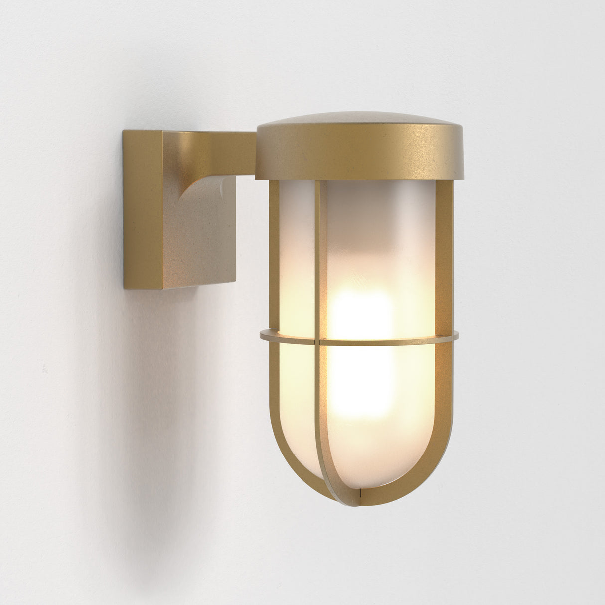 Astro Cabin Wall Frosted Antique Brass Outdoor Wall Light