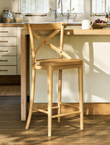 Garden Trading Ferndale Cross Back Bar Stool - Oak Wood, Natural