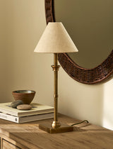 Garden Trading Kelmscot Table Lamp with Linen Shade Antique Brass