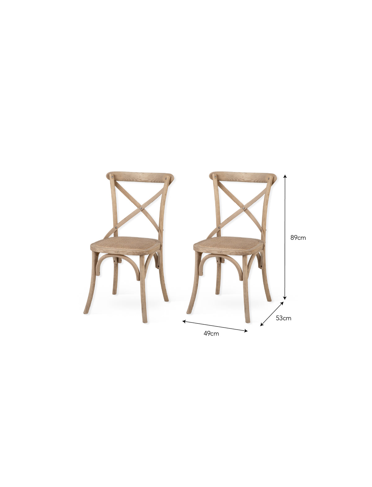 Garden Trading Ferndale Cross Back Dining Chair Elm Wood, Lime Wash, Set of 2