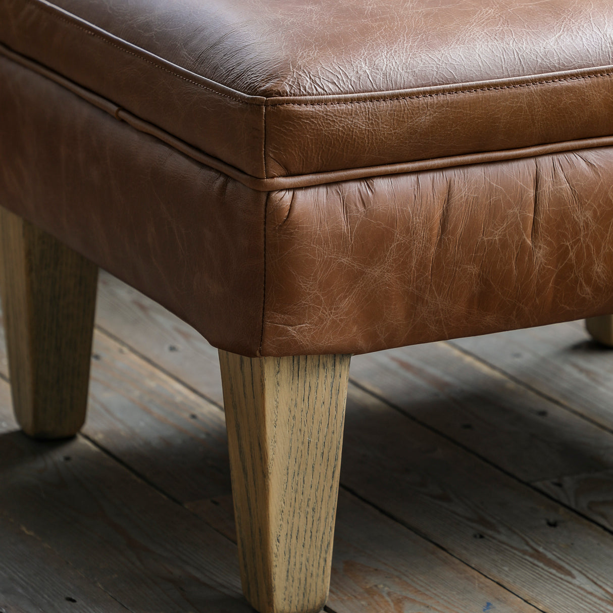 Amos Mr. Paddington Stool Vintage Brown Leather  –  from Amos Lighting + Home