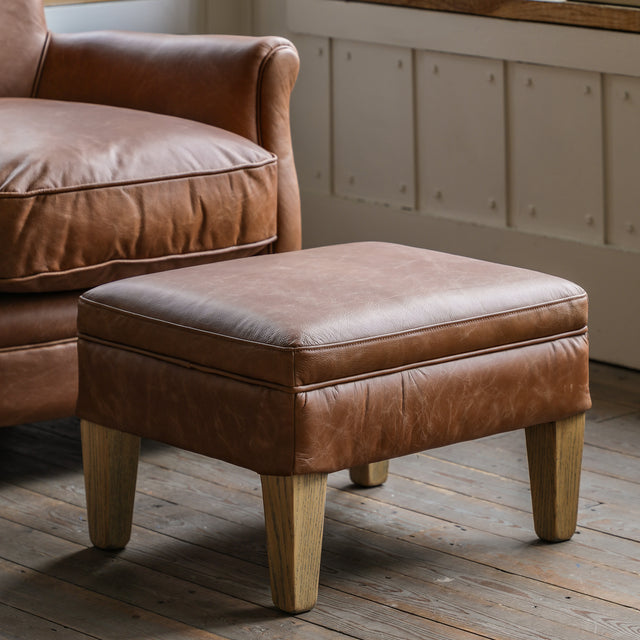 Amos Mr. Paddington Stool Vintage Brown Leather  –  from Amos Lighting + Home