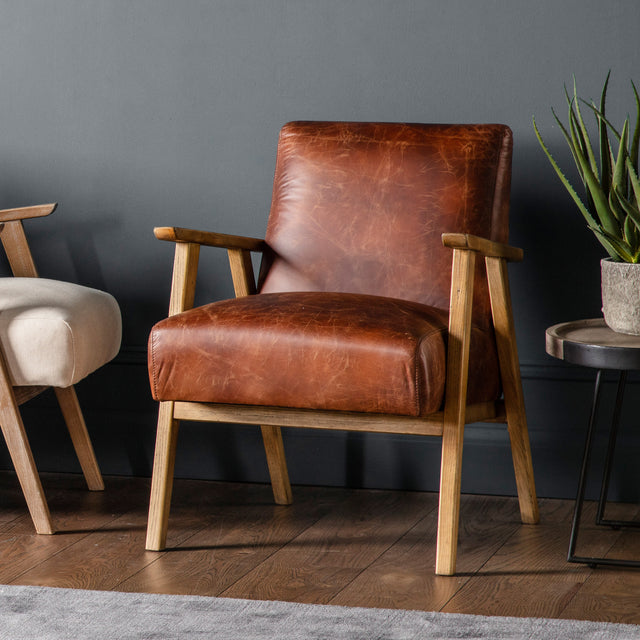 Amos Neyland Armchair Vintage Brown Leather –  from Amos Lighting + Home