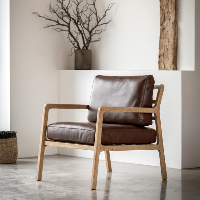 Amos Cortona Armchair Antique Brown Leather  –  from Amos Lighting + Home