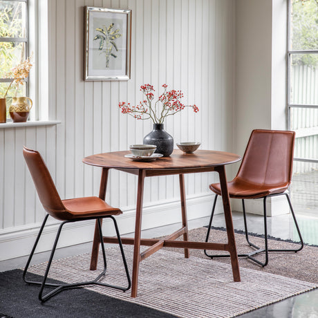 Amos Madrid Round Dining Table Walnut from Amos Lighting + Home