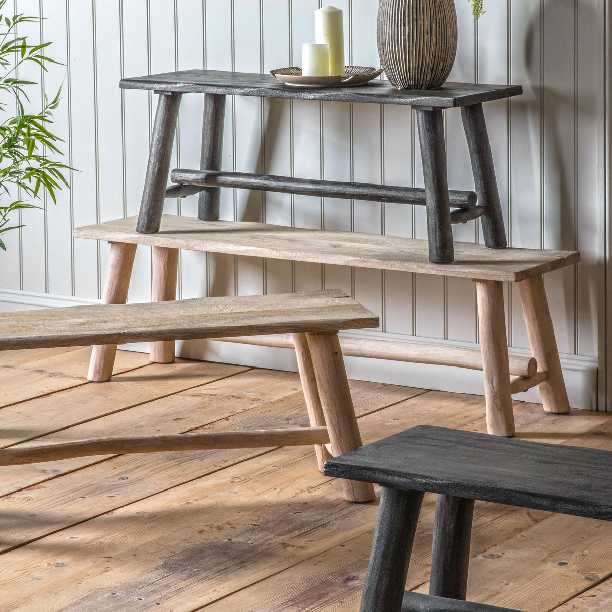 Amos Alberta Bench Natural Rustic Small from Amos Lighting + Home