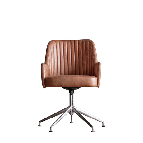 Amos Curie Swivel Chair Vintage Brown Leather –  from Amos Lighting + Home