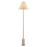 Amos Ronde Brushed Brass & Marble Floor Lamp with Shade