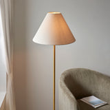 Amos Ronde Brushed Brass & Marble Floor Lamp with Shade