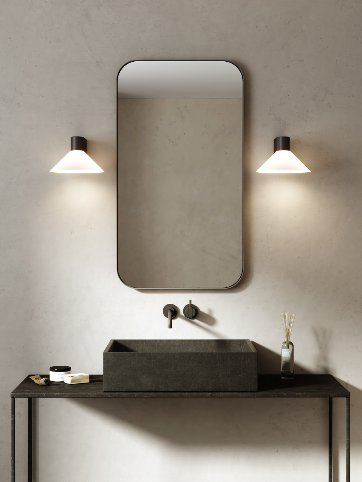 Astro Conic Matt Black Bathroom Wall Light