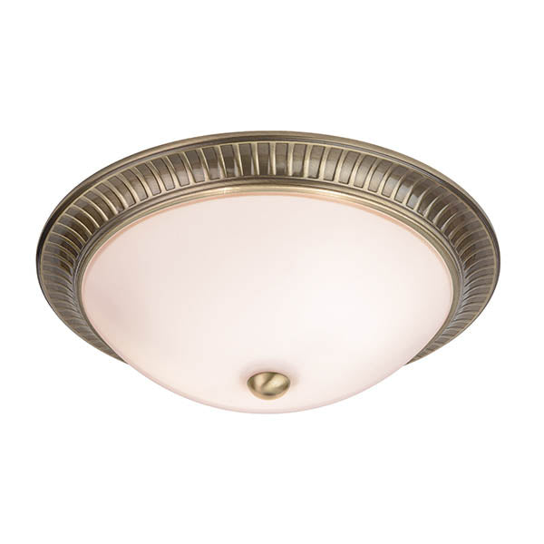 Endon Brahm Flush Ceiling Light Antique Brass