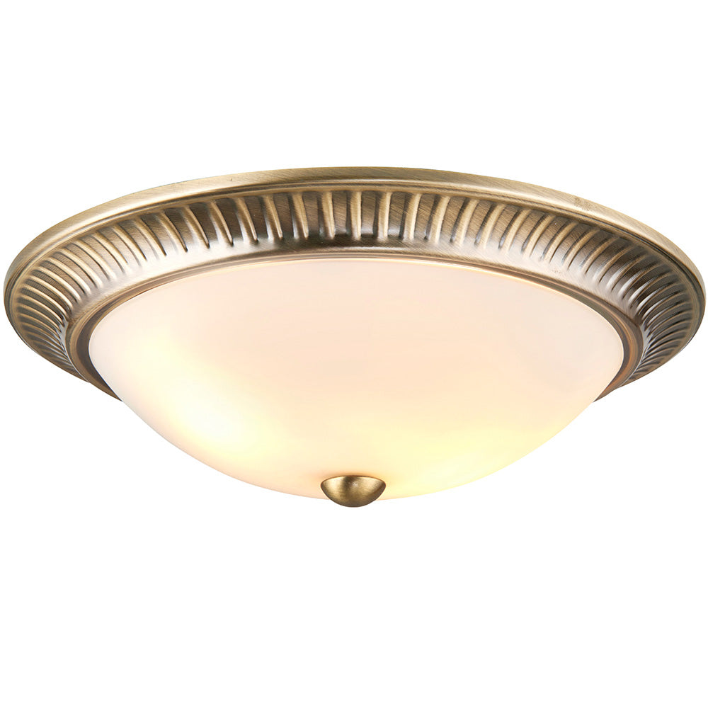 Endon Brahm Flush Ceiling Light Antique Brass