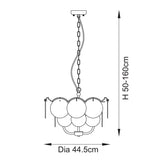 Amos Loire Brushed Aged Brass & Handmade Champagne Glass 3 Light Chandelier