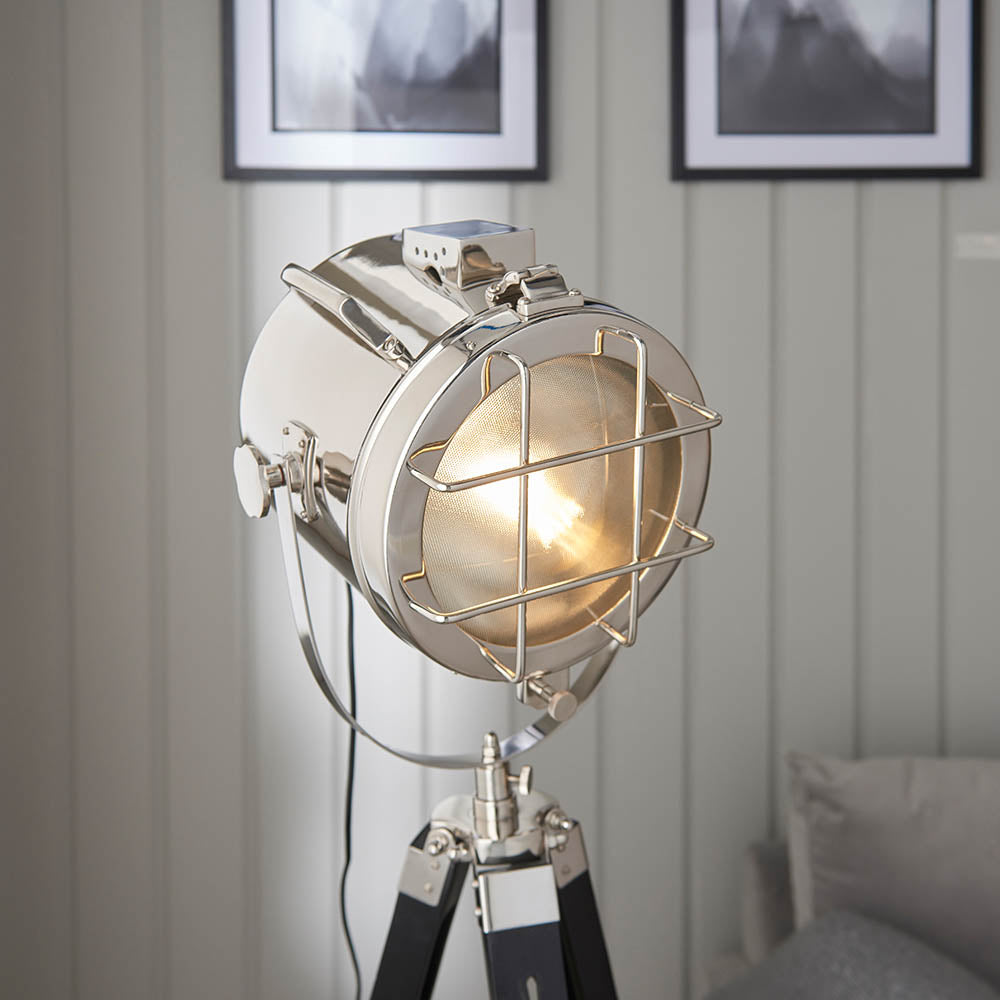 Endon Nautical Floor Lamp Polished nickel plate & black paint