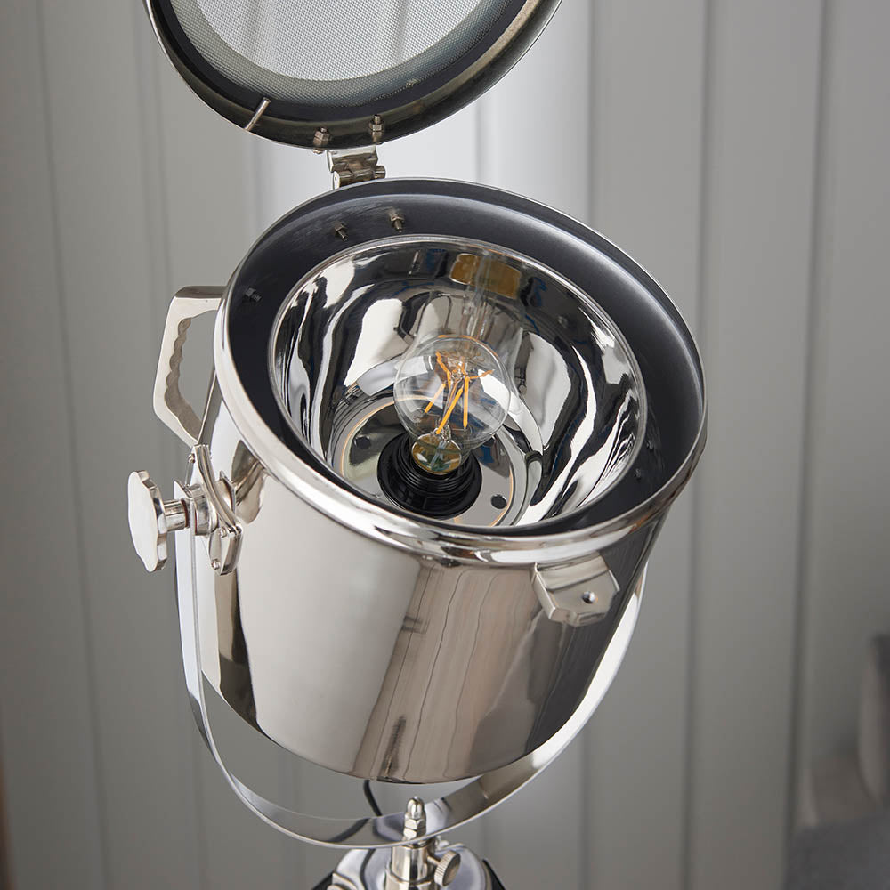 Endon Nautical Floor Lamp Polished nickel plate & black paint