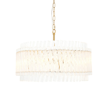 Amos Aquitaine Brushed Aged Brass & Clear Glass 5 Light Chandelier