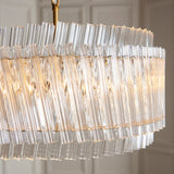 Amos Aquitaine Brushed Aged Brass & Clear Glass 5 Light Chandelier