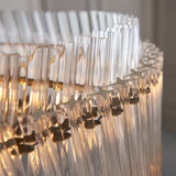 Amos Aquitaine Brushed Aged Brass & Clear Glass 5 Light Chandelier