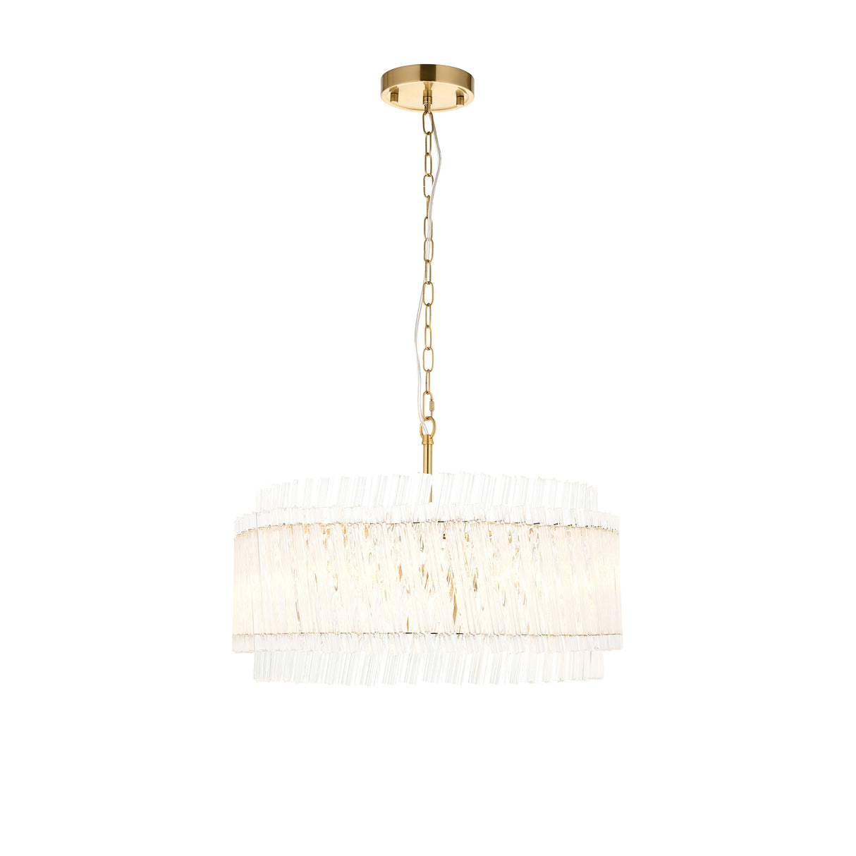 Amos Aquitaine Brushed Aged Brass & Clear Glass 5 Light Chandelier