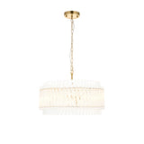 Amos Aquitaine Brushed Aged Brass & Clear Glass 5 Light Chandelier