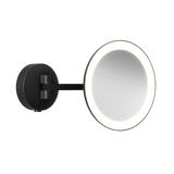 Astro Mascali Round LED Matt Black Bathroom Magnifying Mirror