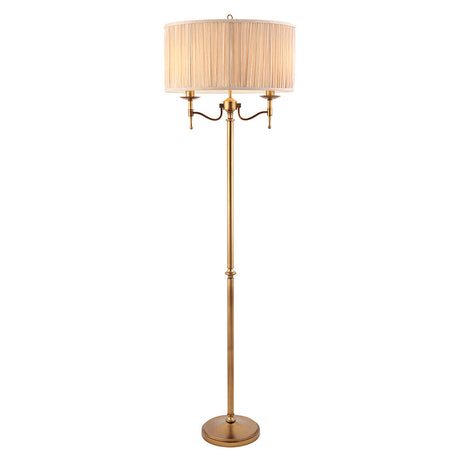Interiors 1900 Stanford Floor Lamp Antique Brass with Champagne Shade