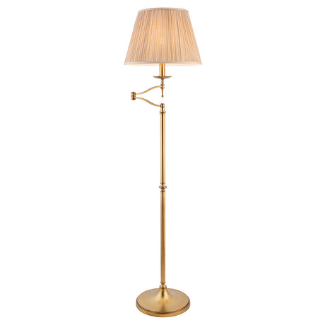 Interiors 1900 Stanford Swing Floor Lamp Antique Brass with Champagne Shade