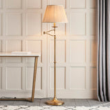 Interiors 1900 Stanford Swing Floor Lamp Antique Brass with Champagne Shade