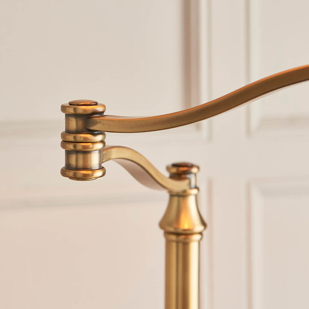 Interiors 1900 Stanford Swing Floor Lamp Antique Brass with Champagne Shade