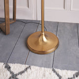 Interiors 1900 Stanford Swing Floor Lamp Antique Brass with Champagne Shade