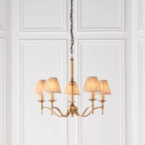 Interiors 1900 Stanford 5lt Chandelier Antique Brass with Champagne Shades