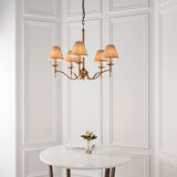Interiors 1900 Stanford 5lt Chandelier Antique Brass with Champagne Shades