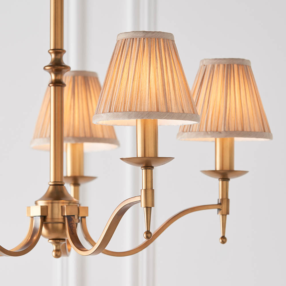 Interiors 1900 Stanford 5lt Chandelier Antique Brass with Champagne Shades