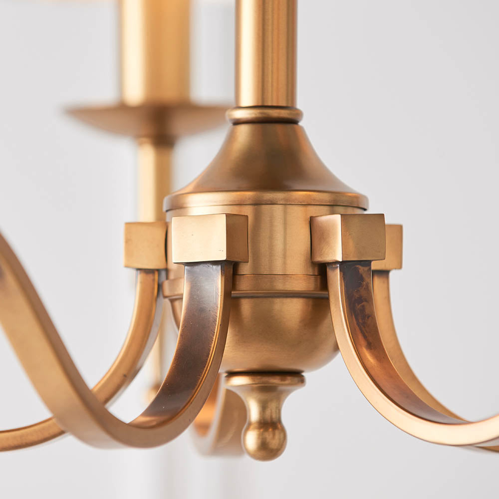 Interiors 1900 Stanford 5lt Chandelier Antique Brass with Champagne Shades